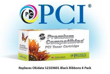 Pci Brand Compatible Okidata 52103601 (box Of 6) Black Printer Ribbons For Okida